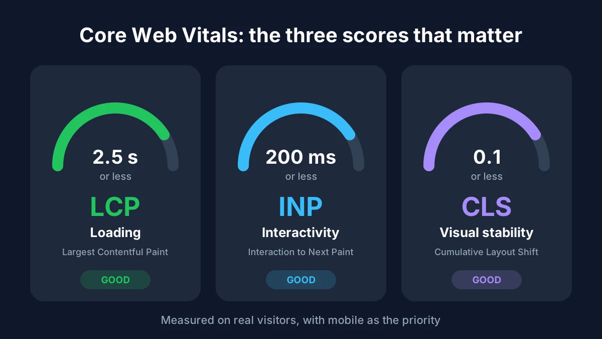 Website speed and Core Web Vitals scorecard